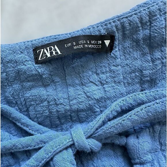 Zara Romper Bloggers Fav! Soft Indian Cotton Long Sleeve Blue Size Small - Picture 6 of 8